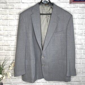 Vintage Stafford Wool Blend Gray Suit Jacket Blazer Big & Tall Size 56L